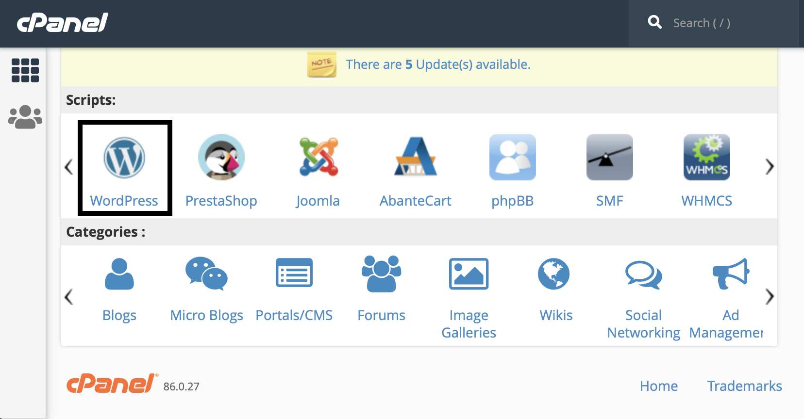 Adding WordPress to your website in cpanel